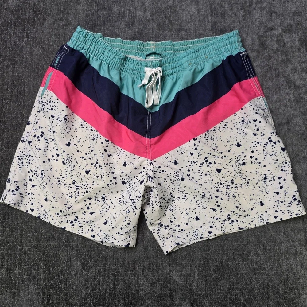 Chubbies Aquatic Libations Colorblock Splatter Swim Trunks Mens Large 6